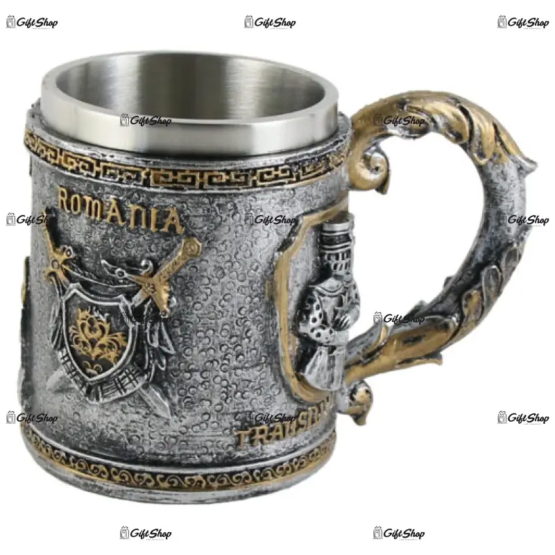 Cana din metal si rasina, romania, cavaler 10×11 cm